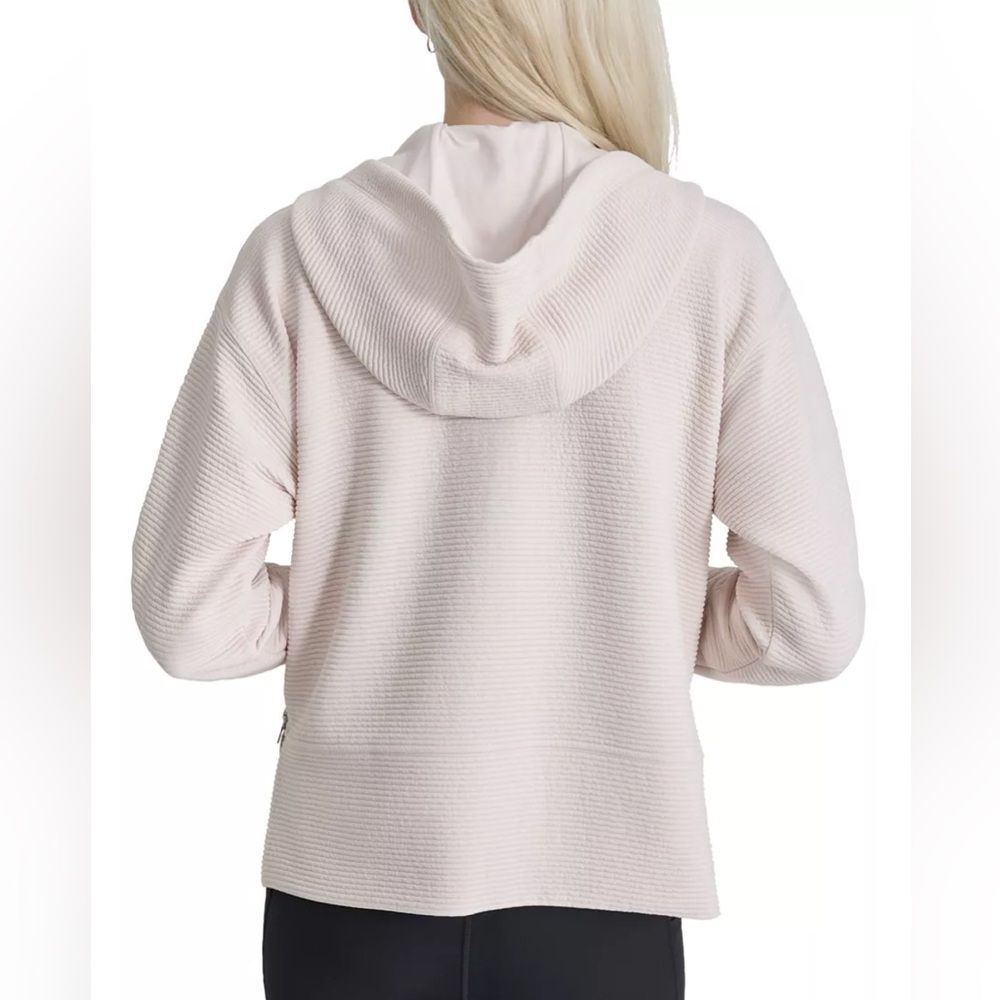 DKNY Sport Women’s Ribbed Zip Hoodie Jacket Sand Beige XL - Picture 4 of 12